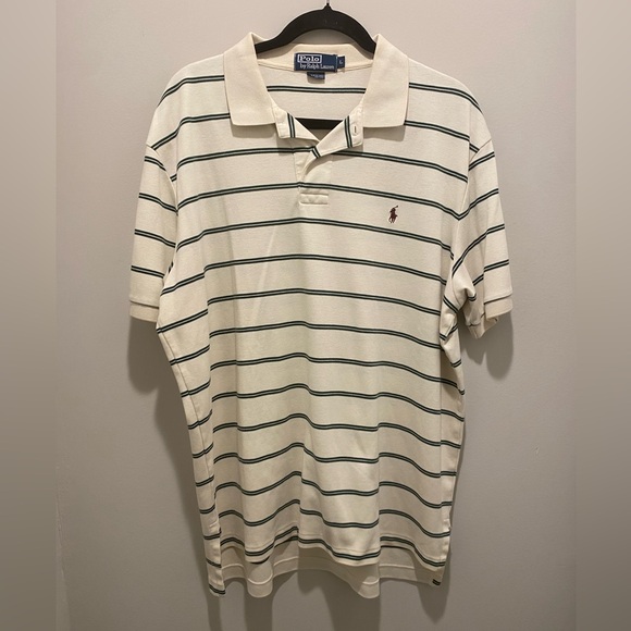 Polo By Ralph Lauren Polo Offwhite and Green Striped Size L - Picture 1 of 6